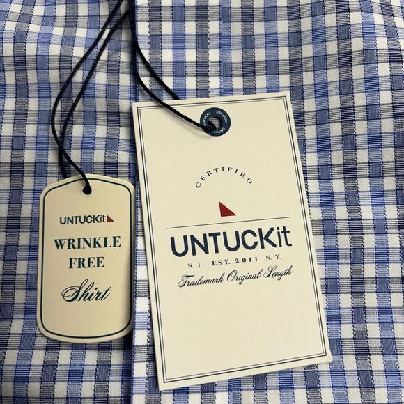 UNTUCKit Men’s Durif Slim Long Sleeve Blue SLIM FIT Wrinkle Free Shirt  XLarge - Picture 9 of 12